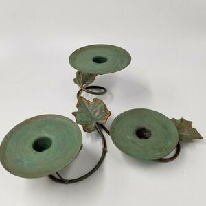 Vtg Homco 12009b Candlestick Pedestal Centerpiece Green Ivy Three Tiers